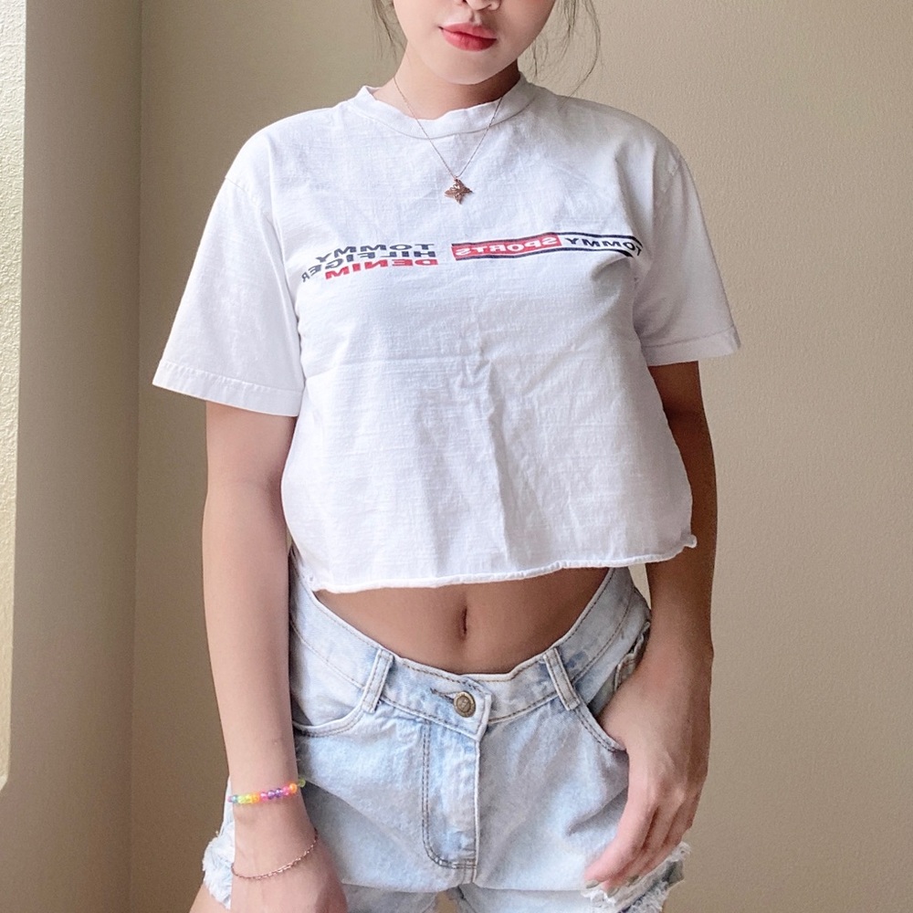 White cropped top
